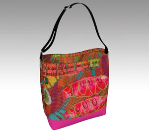 Cross Body Stretchy Bag - Pink Abstract