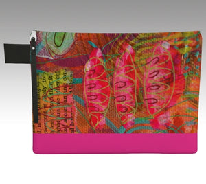 14” Flat Pouch with Strap - Pinks