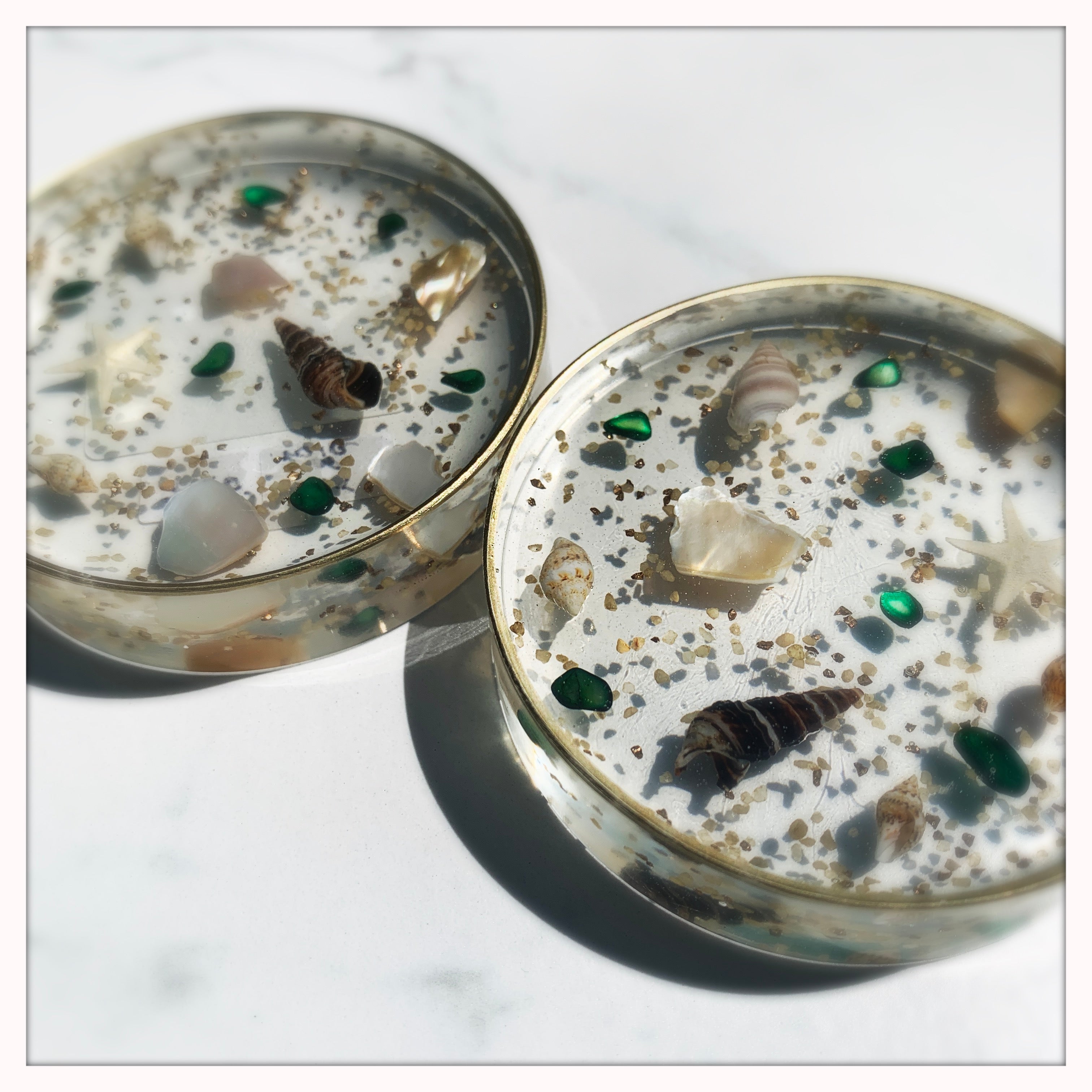 Coasters Set of 2 - Sea Shells Small Round