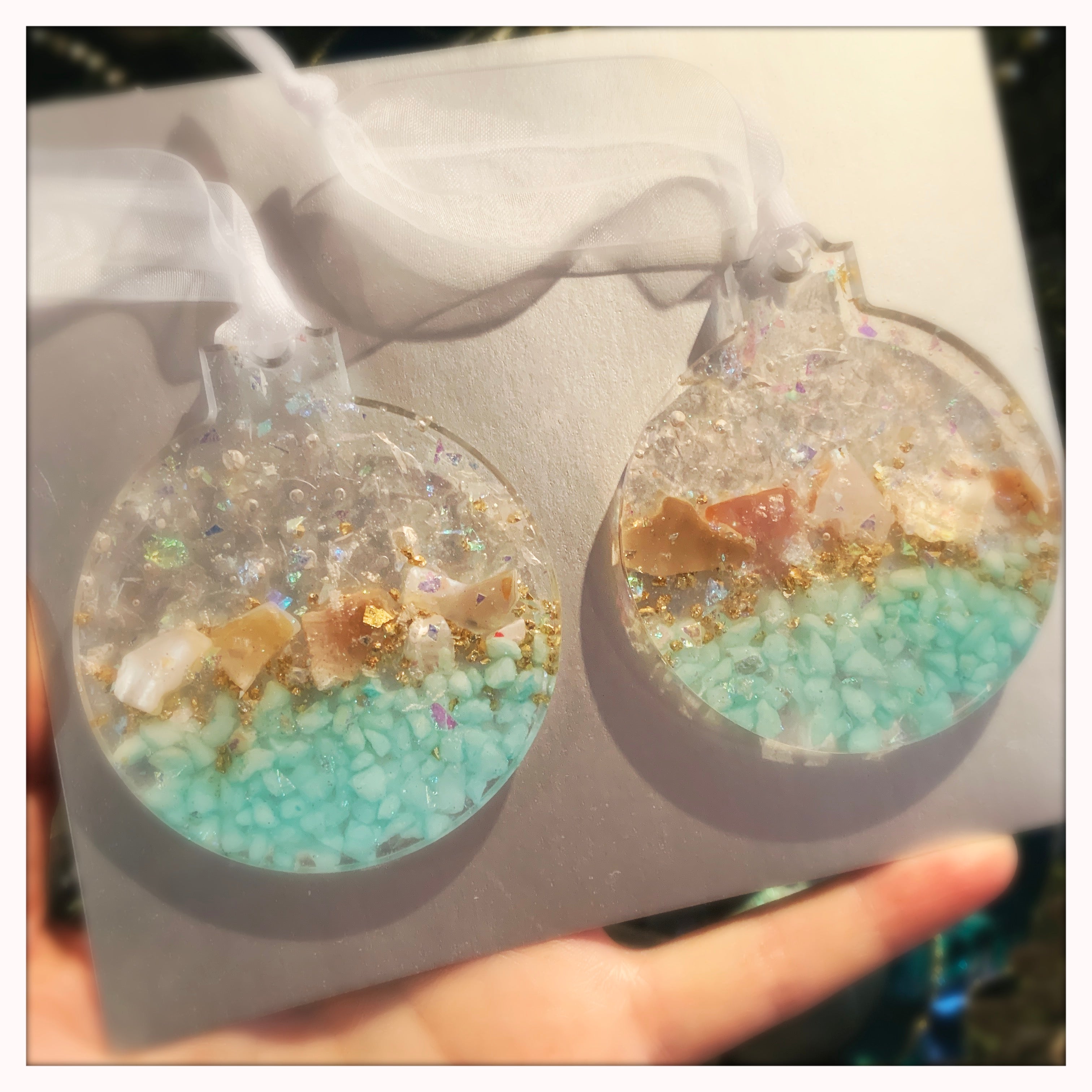 2-Pack Ornaments- Blue/Shells