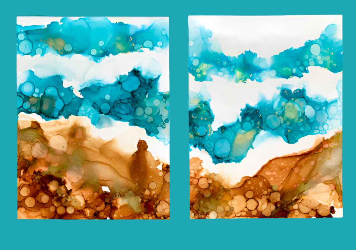 9 x 12 inches - Cabana Waves - Diptych