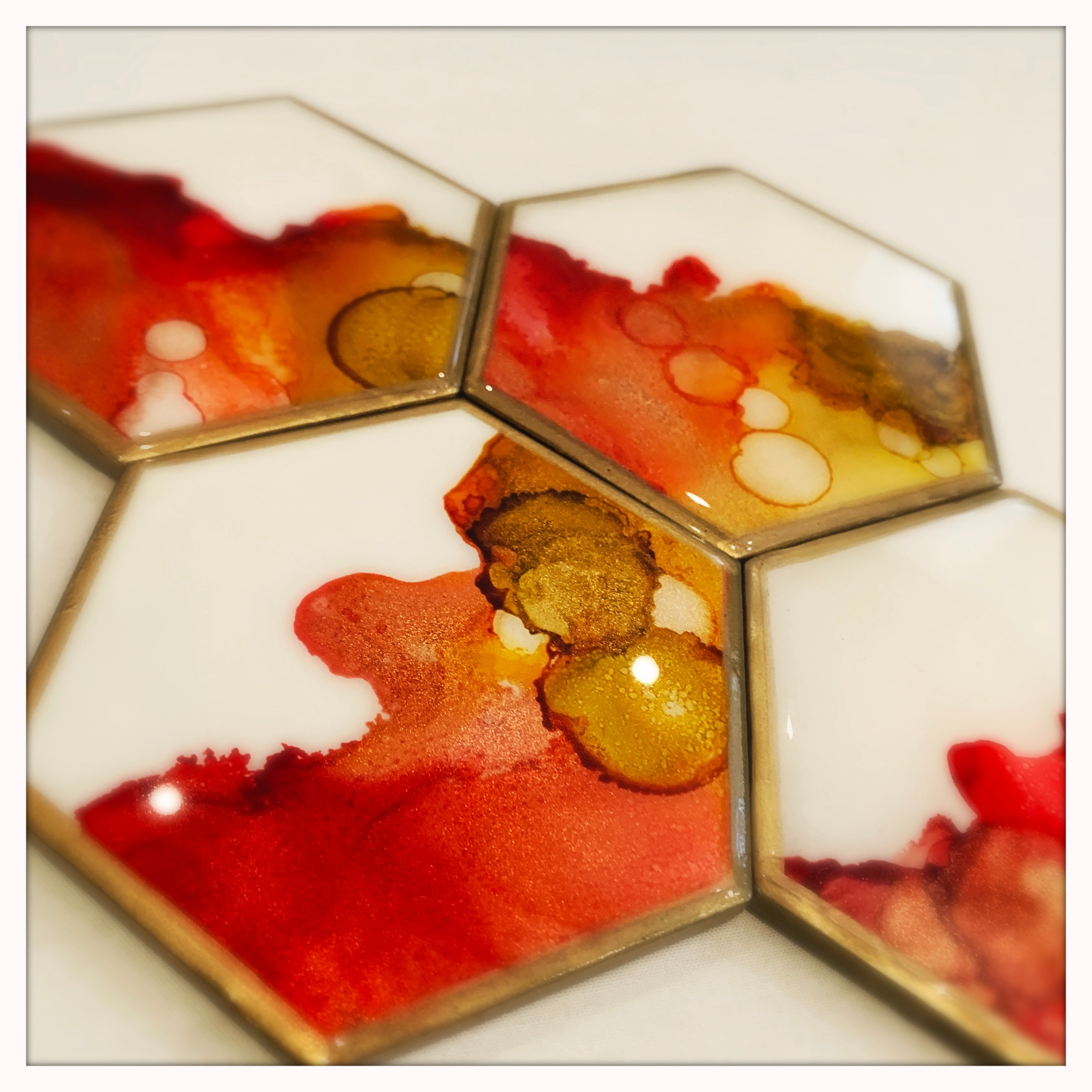 Coasters Set of 4 - Red, Orange, Yellow