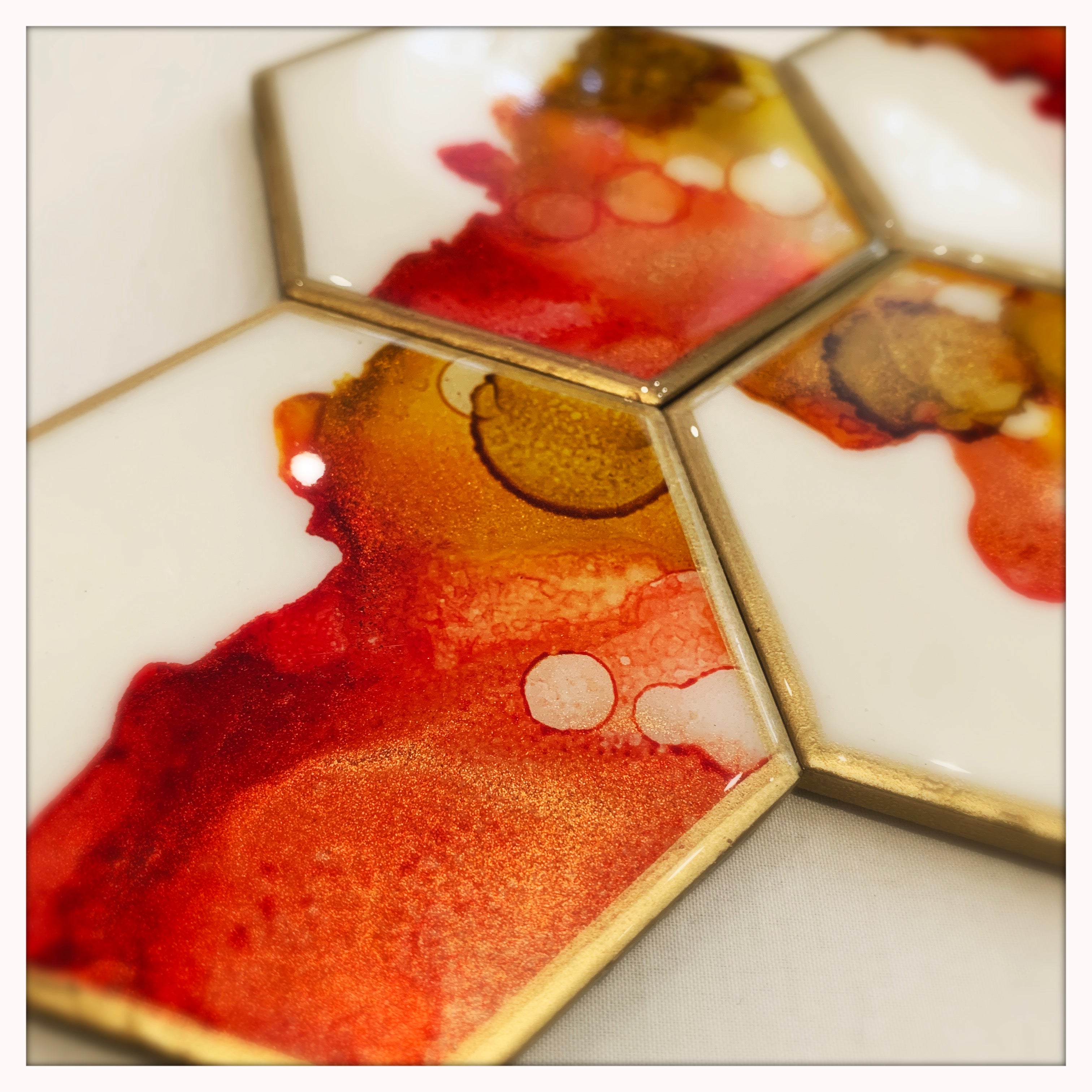 Coasters Set of 4 - Red, Orange, Yellow