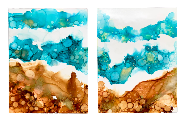 9 x 12 inches - Cabana Waves - Diptych