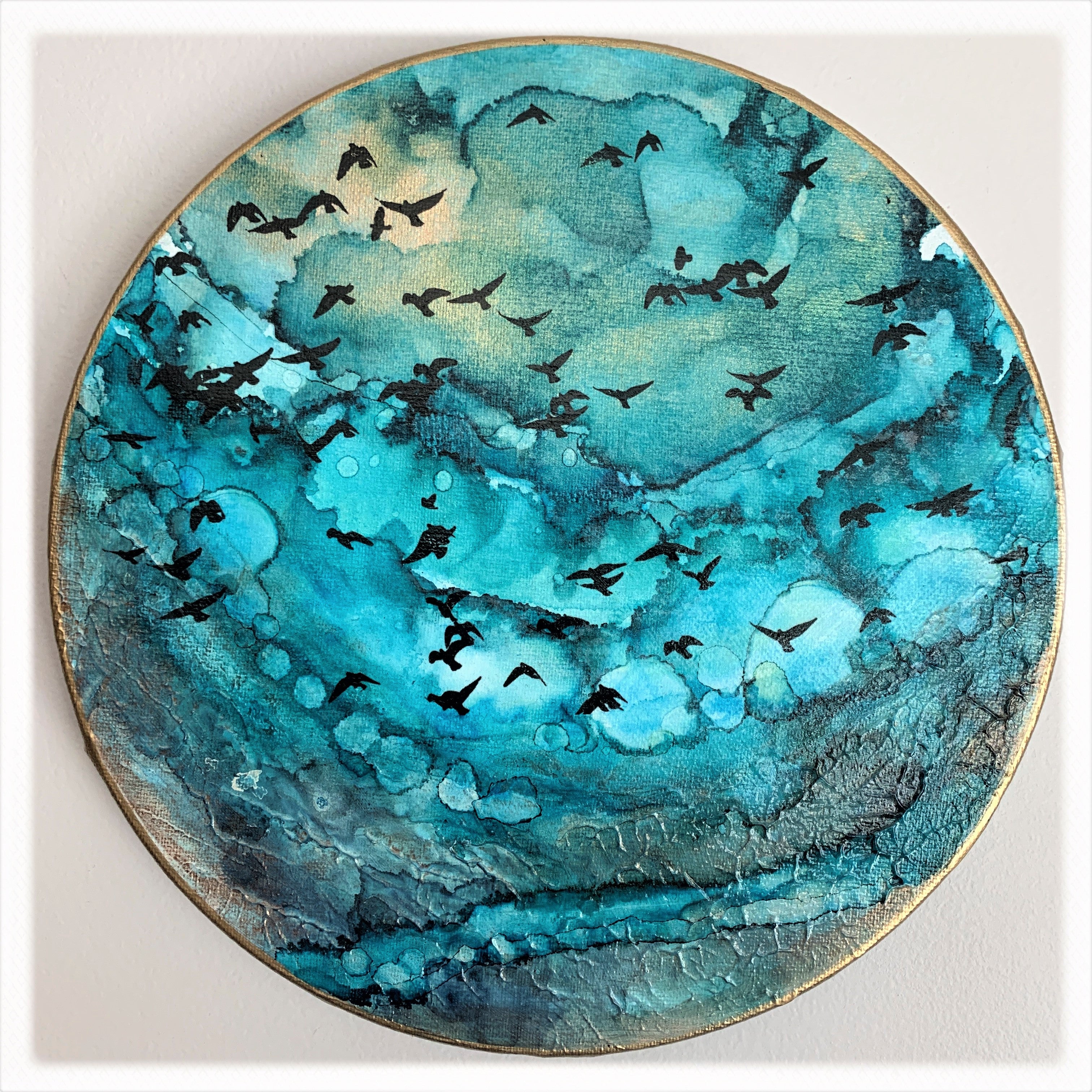 Flock of Birds - Turquoise - 10 inch