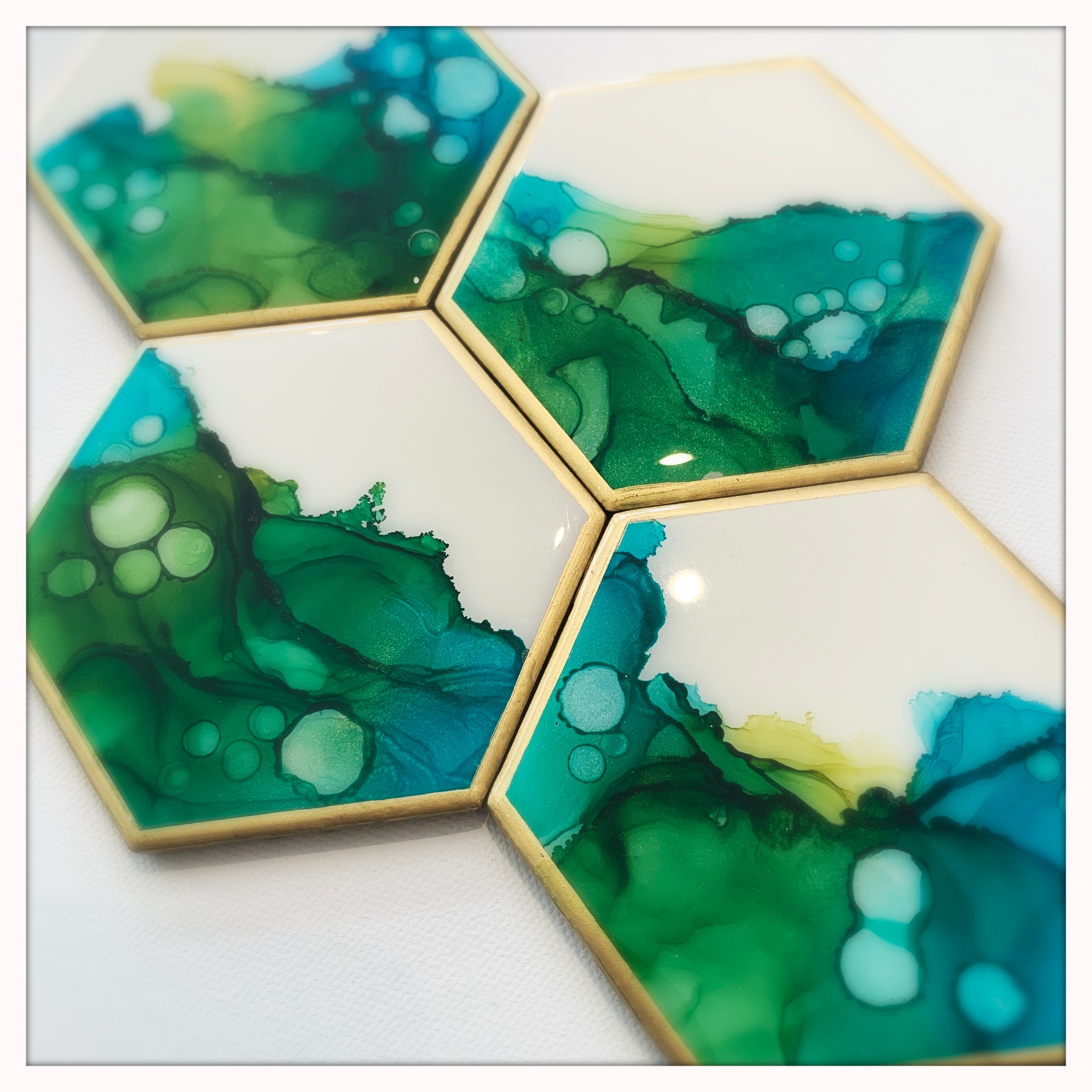 Coasters Set of 4 - Green + Teal